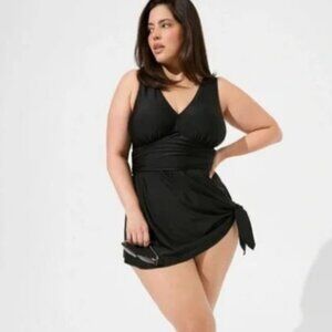 Wireless Short Asymmetrical Swim Dress With Brief NWOT